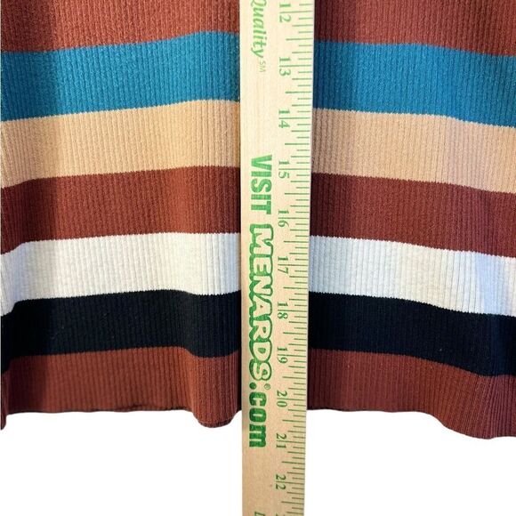 Vintage (r)elativity Striped Turtleneck Sweater Medium Black Rust Beige - Picture 5 of 15